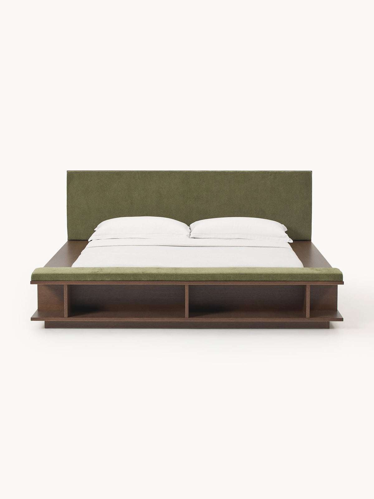 Clark Wooden Bed Frame with Bench and Side Shelves