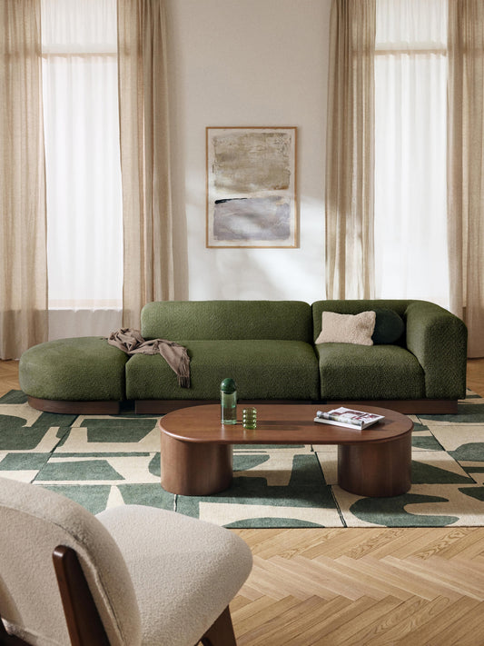 Natalie Modular Ottoman in Teddy Bouclé with Stool (Left/Right)