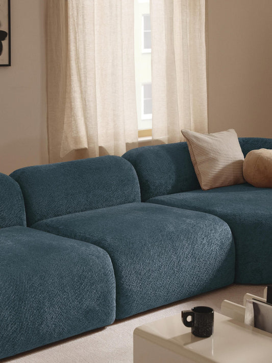 Sofa with bouclé cover in the living room