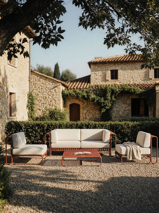 Well-kept garden furniture on the patio