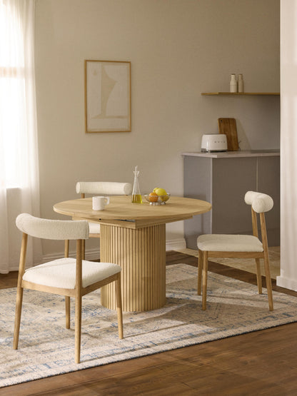 Filo Extendable Dining Table with Grooved Texture, 120 - 160 x 75 cm