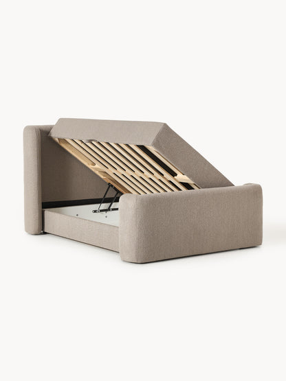 Perla Bouclé Box Spring Bed with Storage