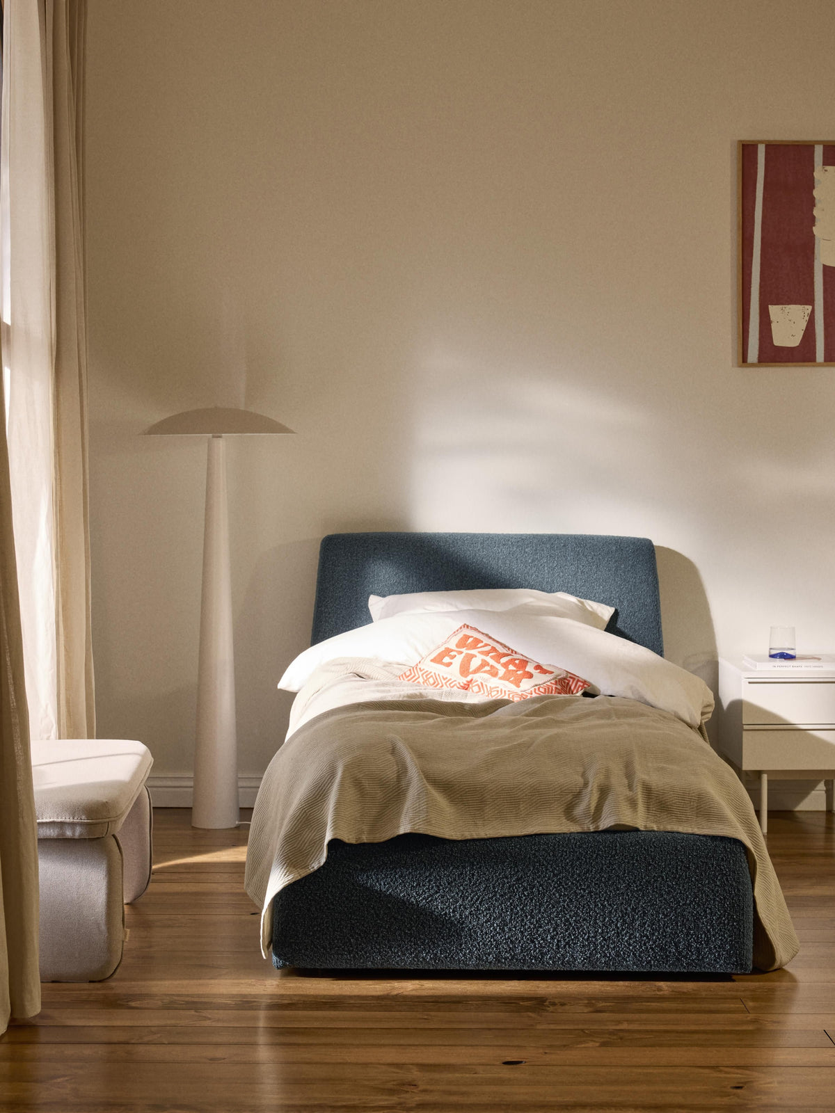 Cloud Bouclé Single Bed with Storage
