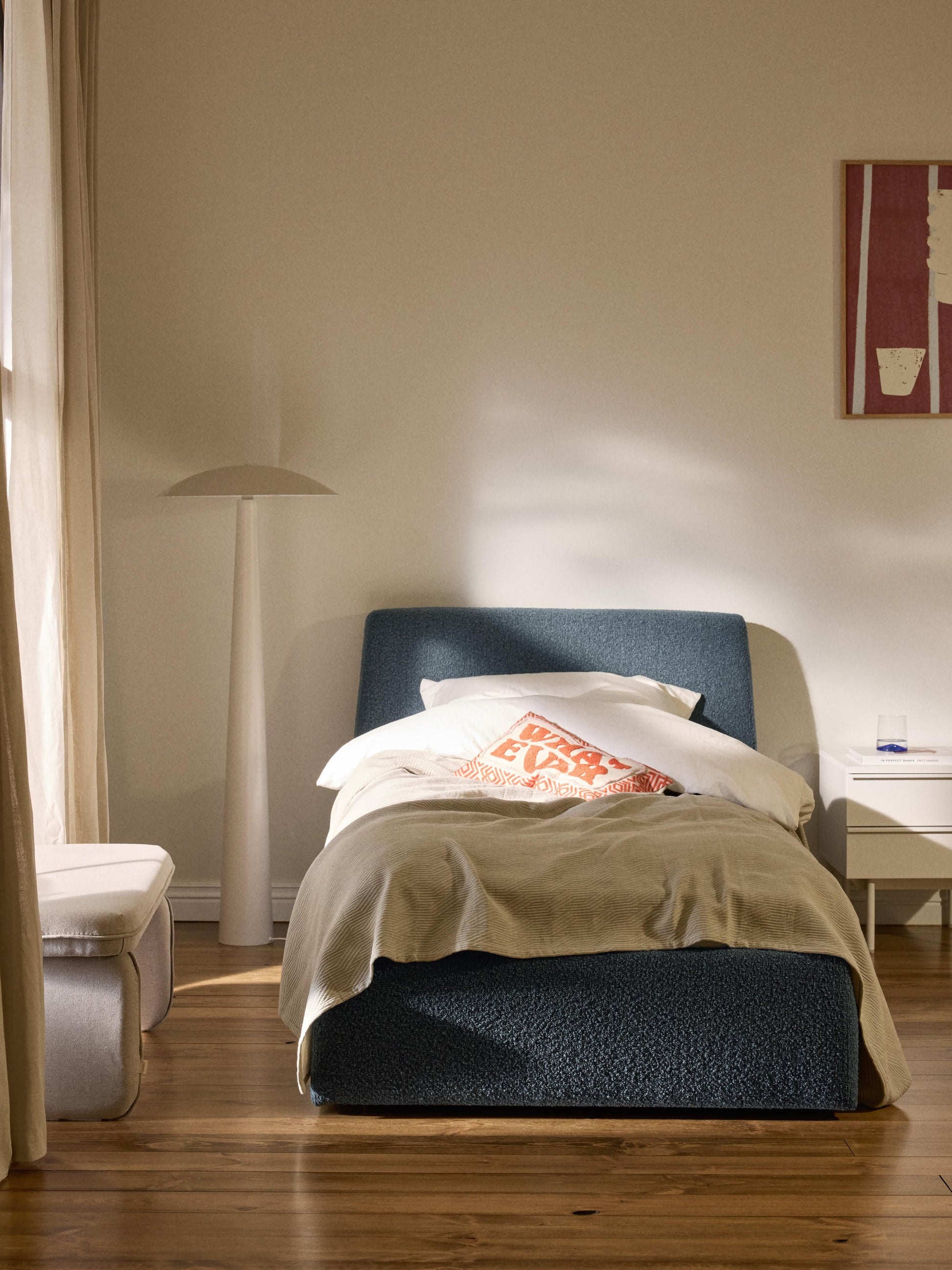 Cloud Bouclé Single Bed with Storage
