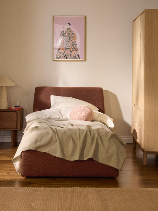 Cloud Bouclé Single Bed with Storage