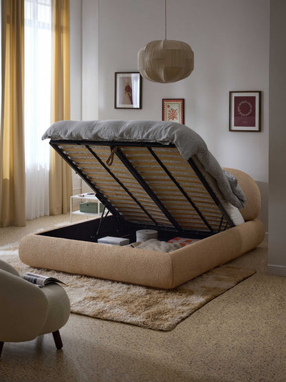 Alba Bouclé Upholstered Bed with Storage