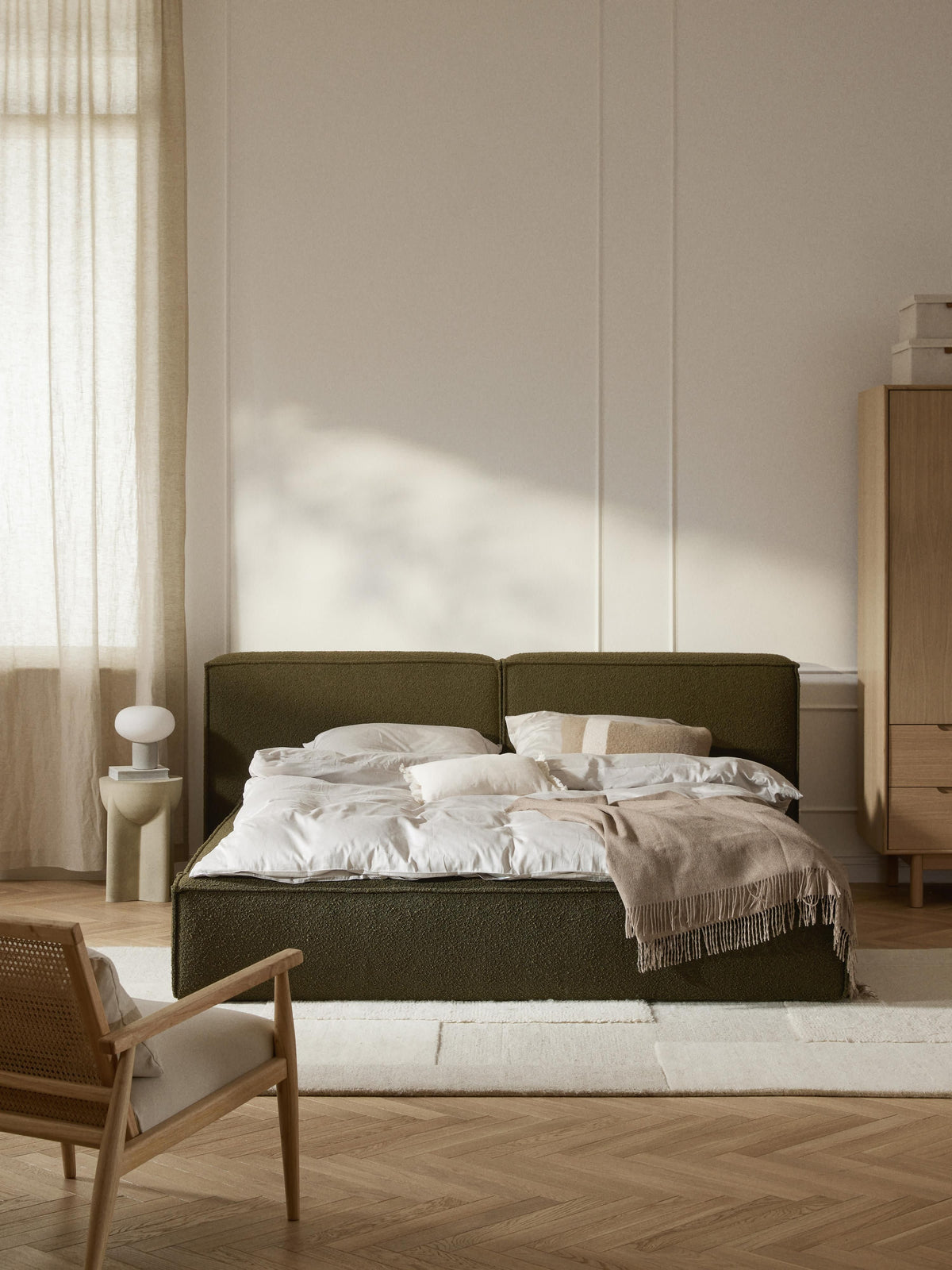 Lennon Bouclé Upholstered Bed with Storage
