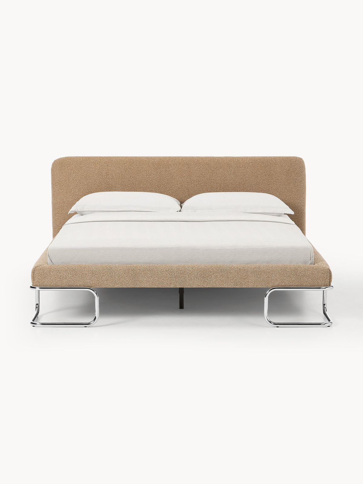 Olina Bouclé Upholstered Bed with Metal Legs