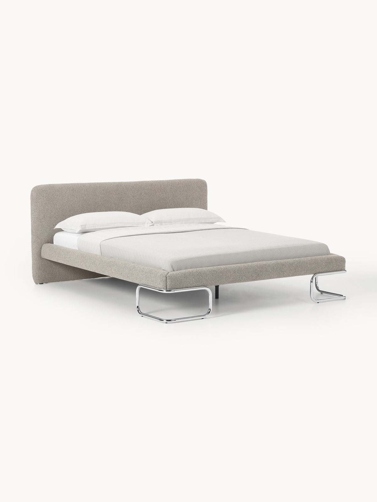 Olina Bouclé Upholstered Bed with Metal Legs