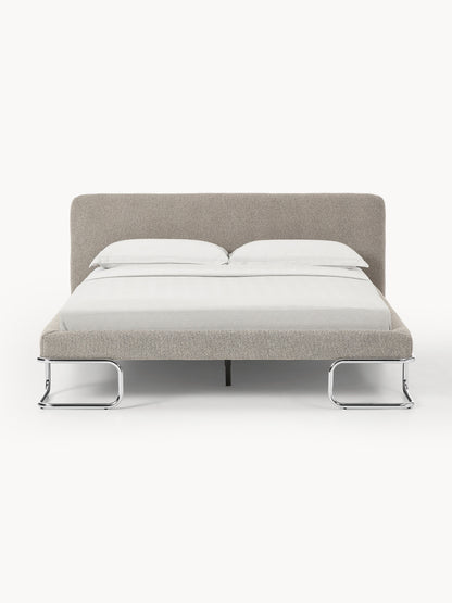 Olina Bouclé Upholstered Bed with Metal Legs