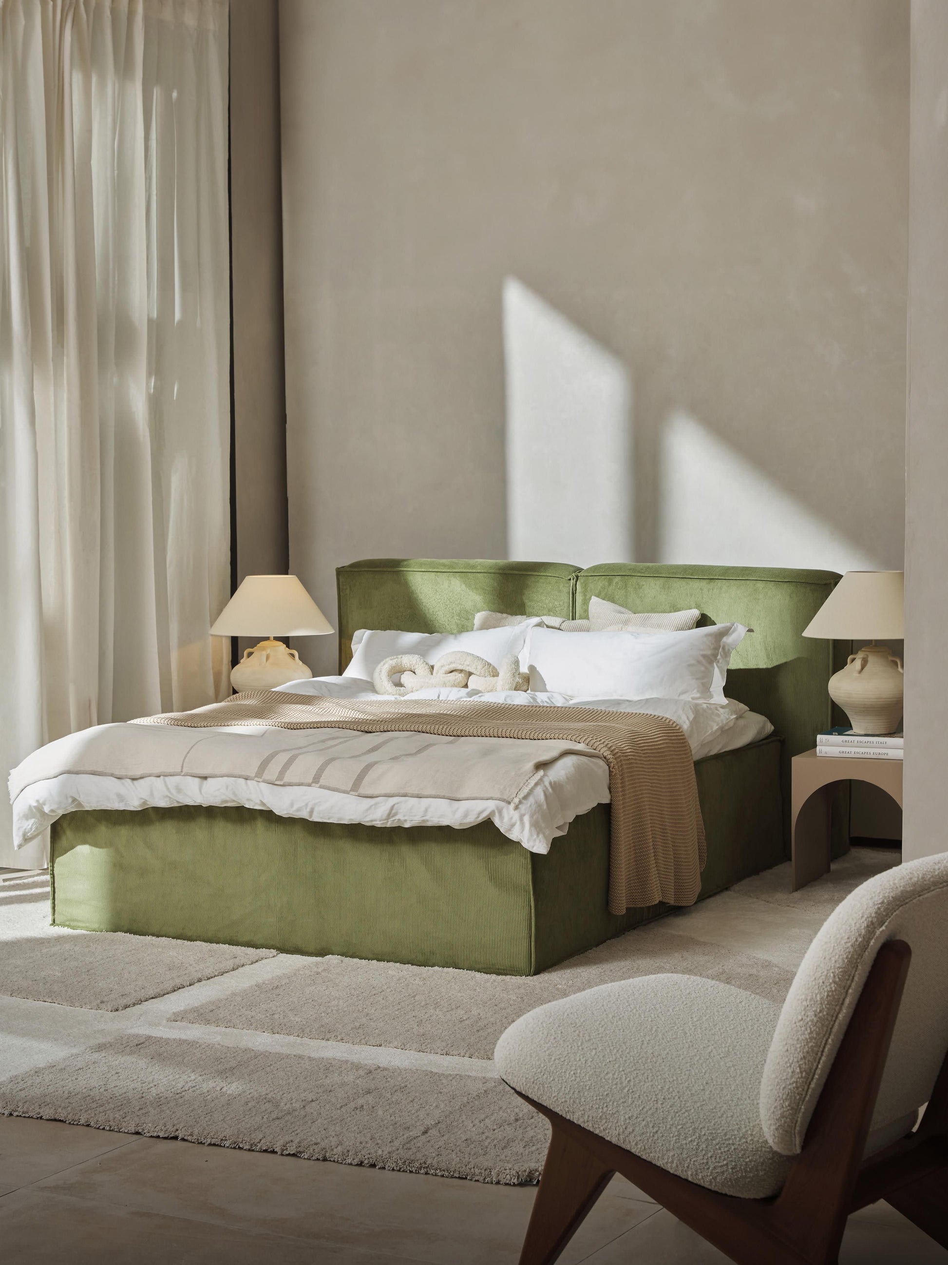 Lennon Corduroy Box Spring Bed