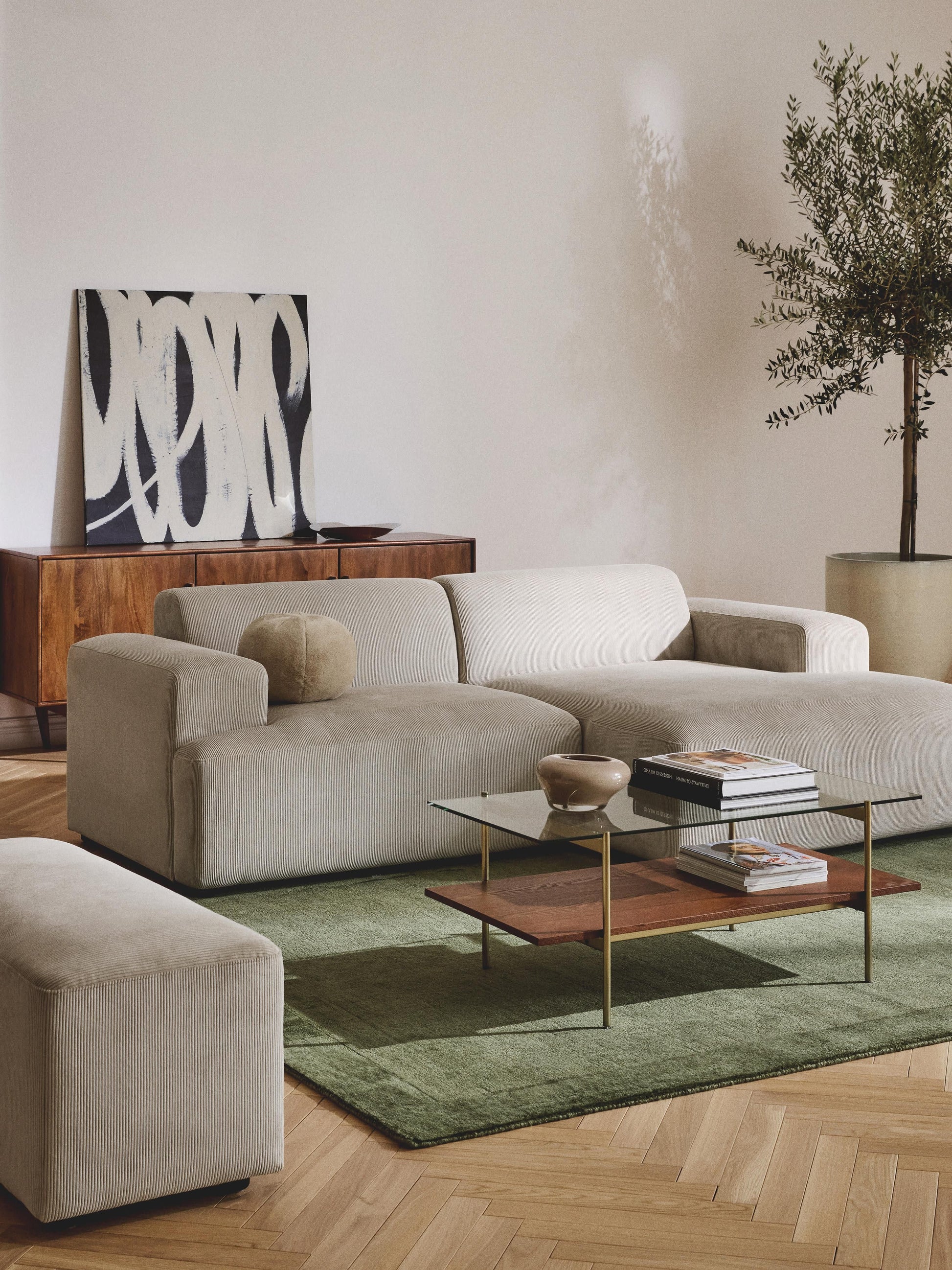 Melva Corduroy Corner Sofa (3-Seater)