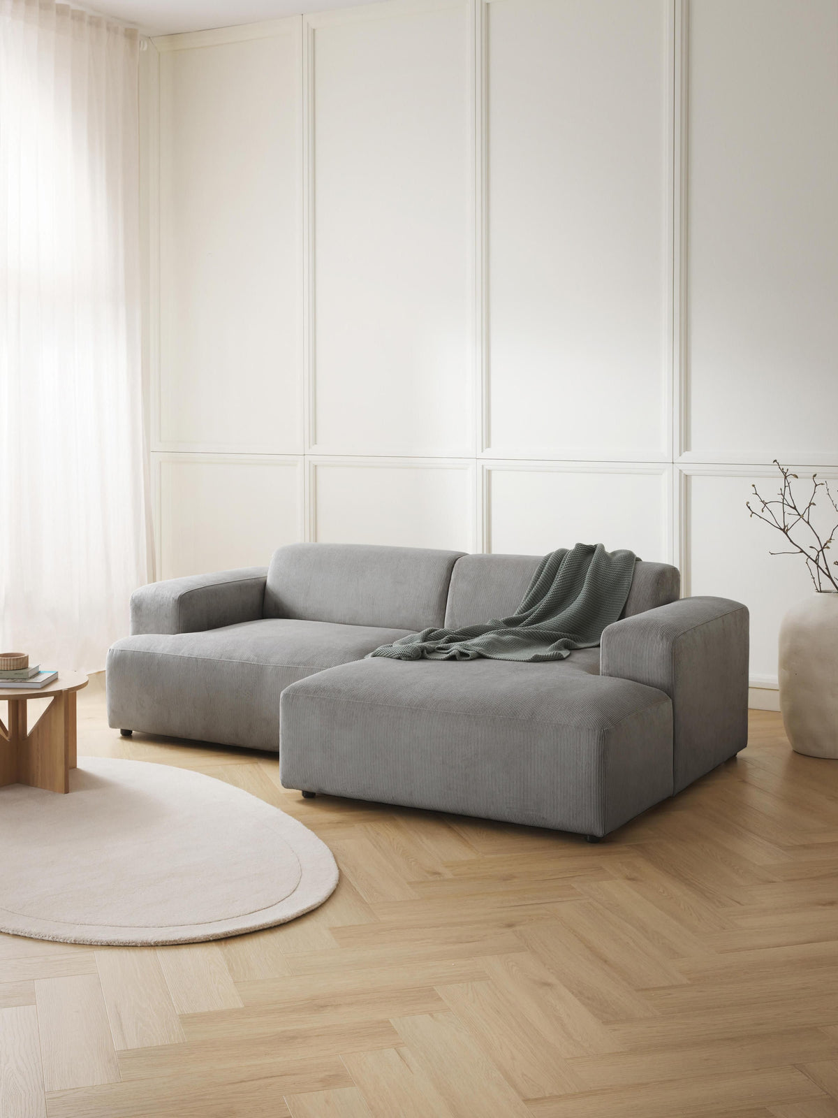 Melva Corduroy Corner Sofa (3-Seater)