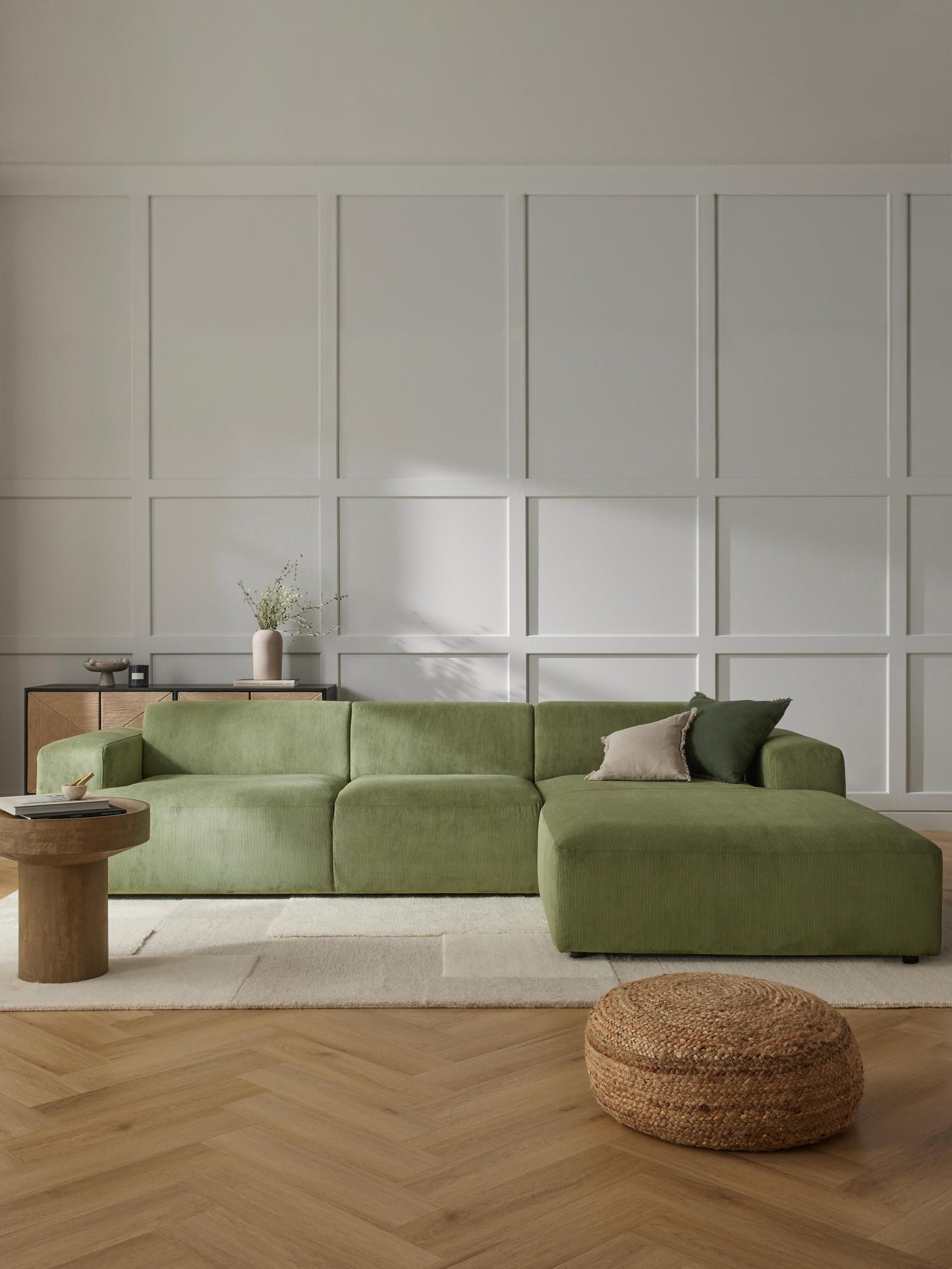 Melva Corduroy Corner Sofa (4-Seater)