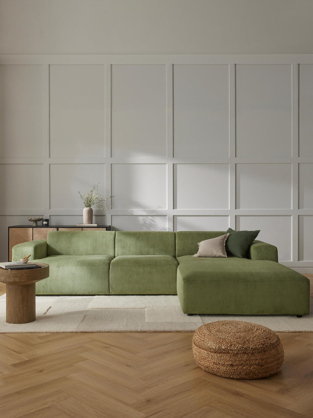 Melva Corduroy Corner Sofa (4-Seater)