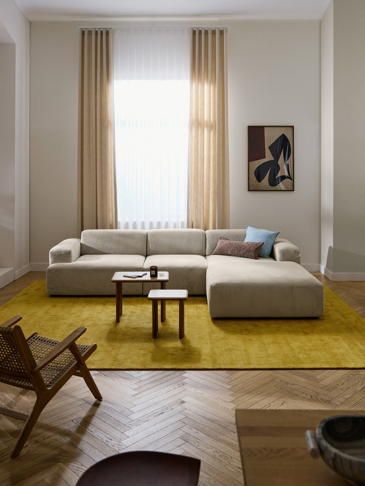 Melva Corduroy Corner Sofa (4-Seater)