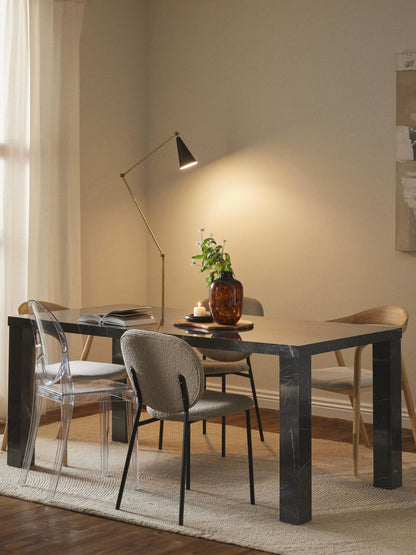 Carl Dining Table in Marble Look, 180 x 90 cm