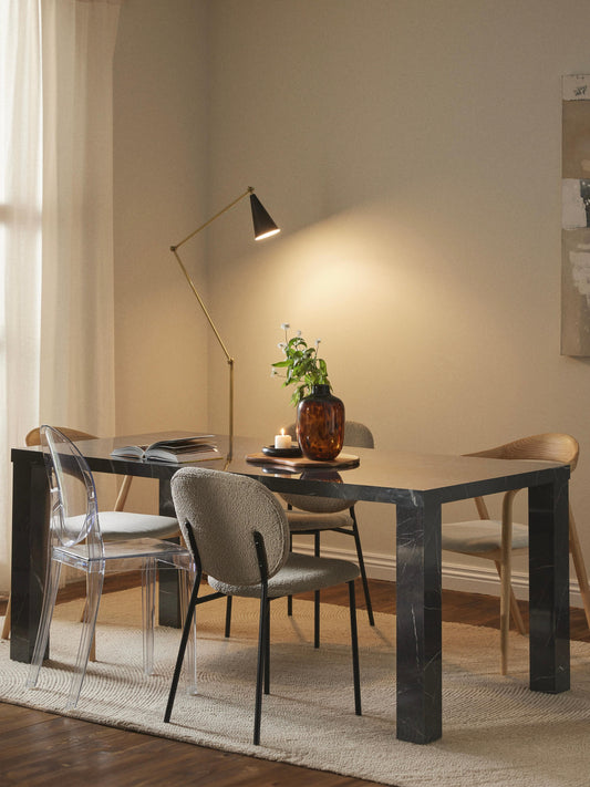 Carl Dining Table in Marble Look, 180 x 90 cm