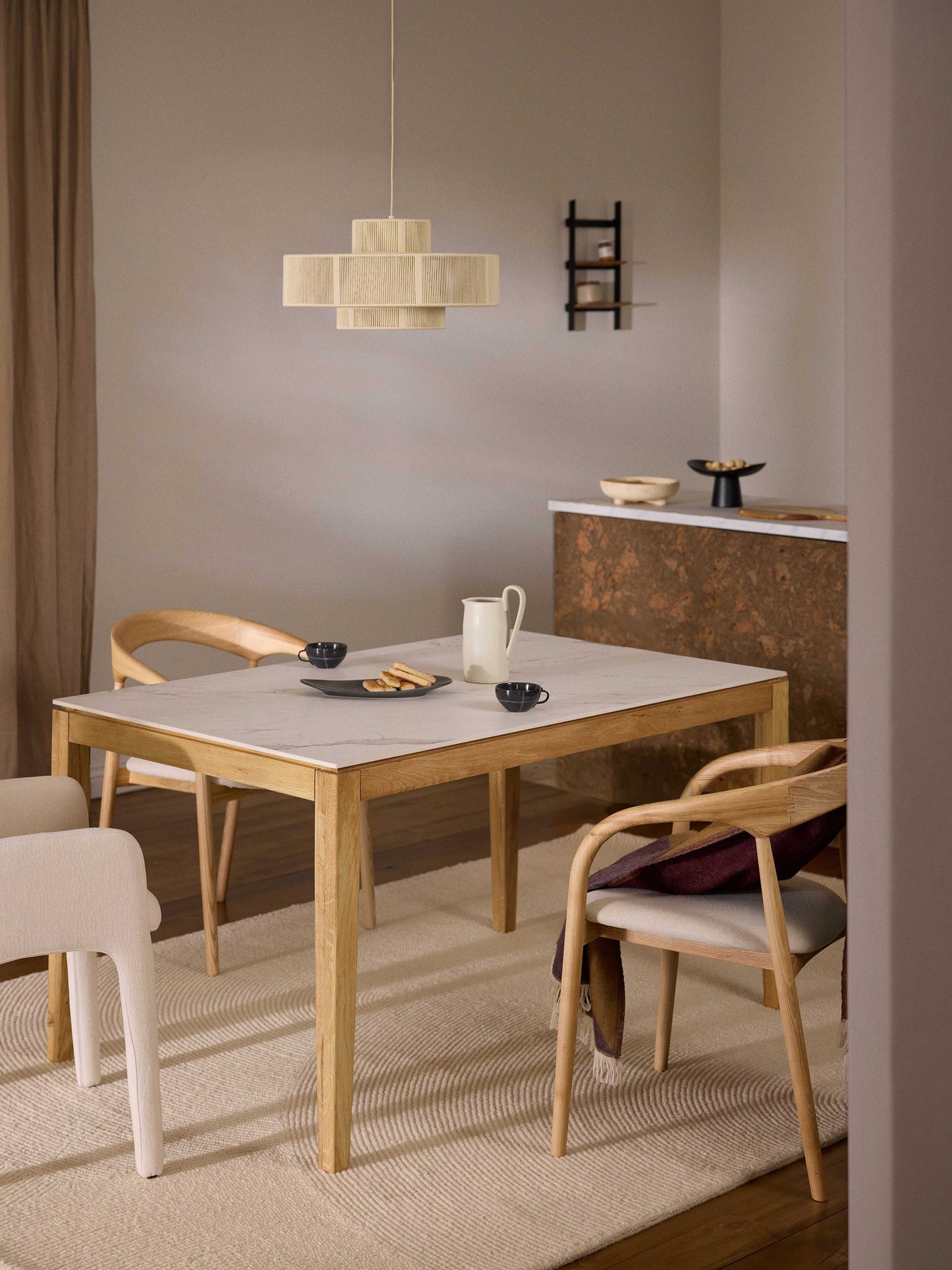 Jackson Dining Table with Marble-Look Tabletop, in Various Sizes