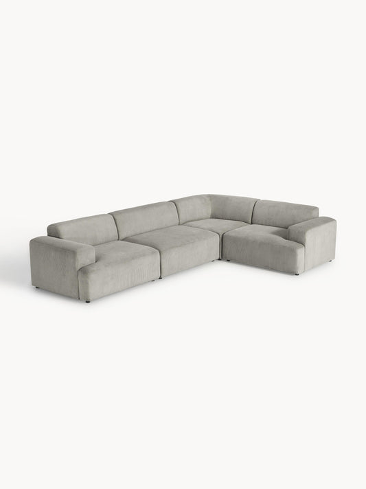 Melva Large Corduroy Corner Sofa (4-Seater)