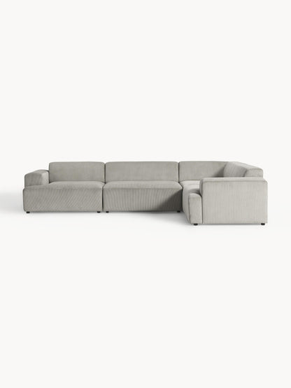 Melva Large Corduroy Corner Sofa (4-Seater)
