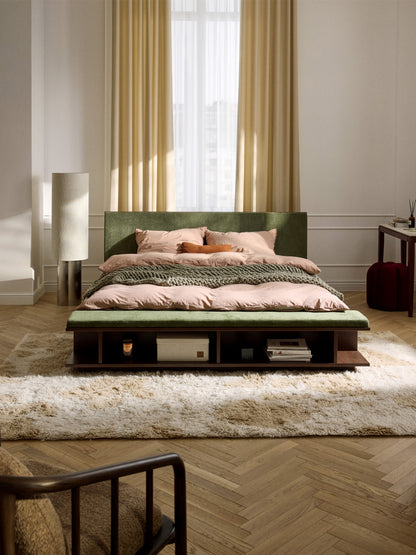 Clark Wooden Bed Frame with Bench and Side Shelves