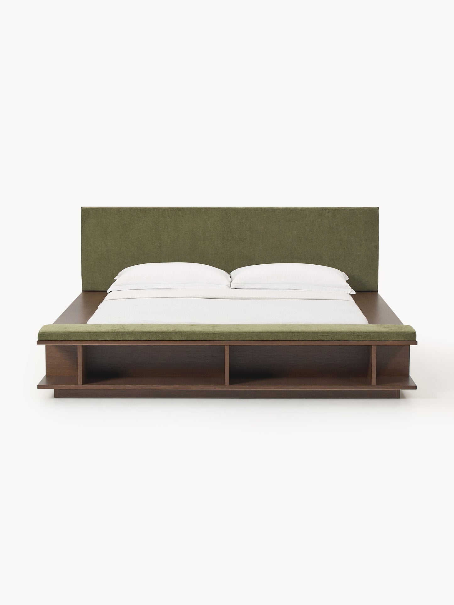 Clark Wooden Bed Frame with Bench and Side Shelves