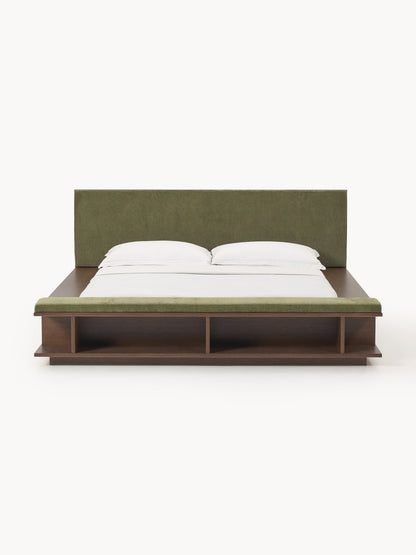 Clark Wooden Bed Frame with Bench and Side Shelves