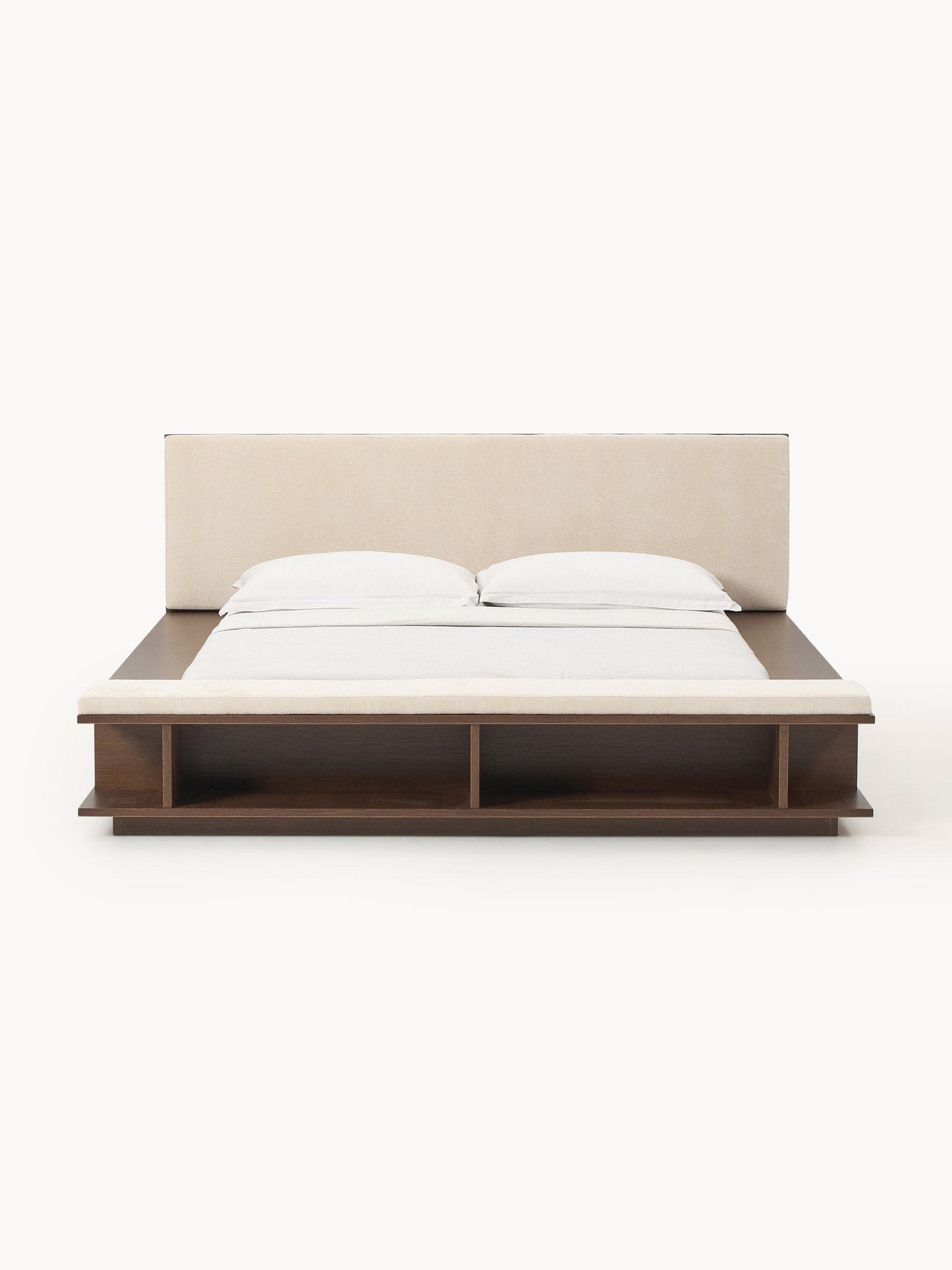 Clark Wooden Bed Frame with Bench and Side Shelves