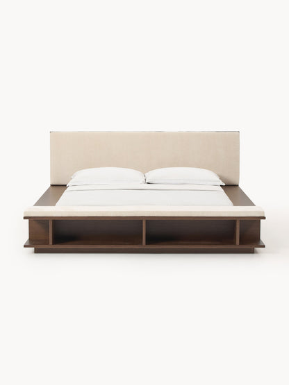 Clark Wooden Bed Frame with Bench and Side Shelves