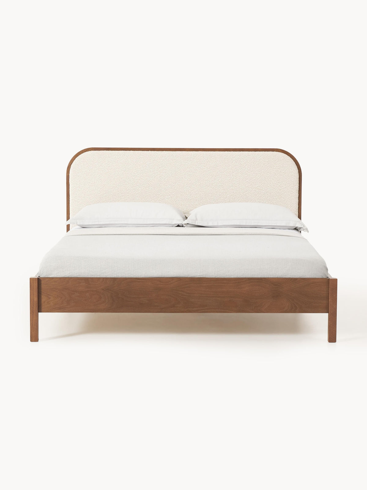 Jones Wooden Bed with Bouclé Headboard