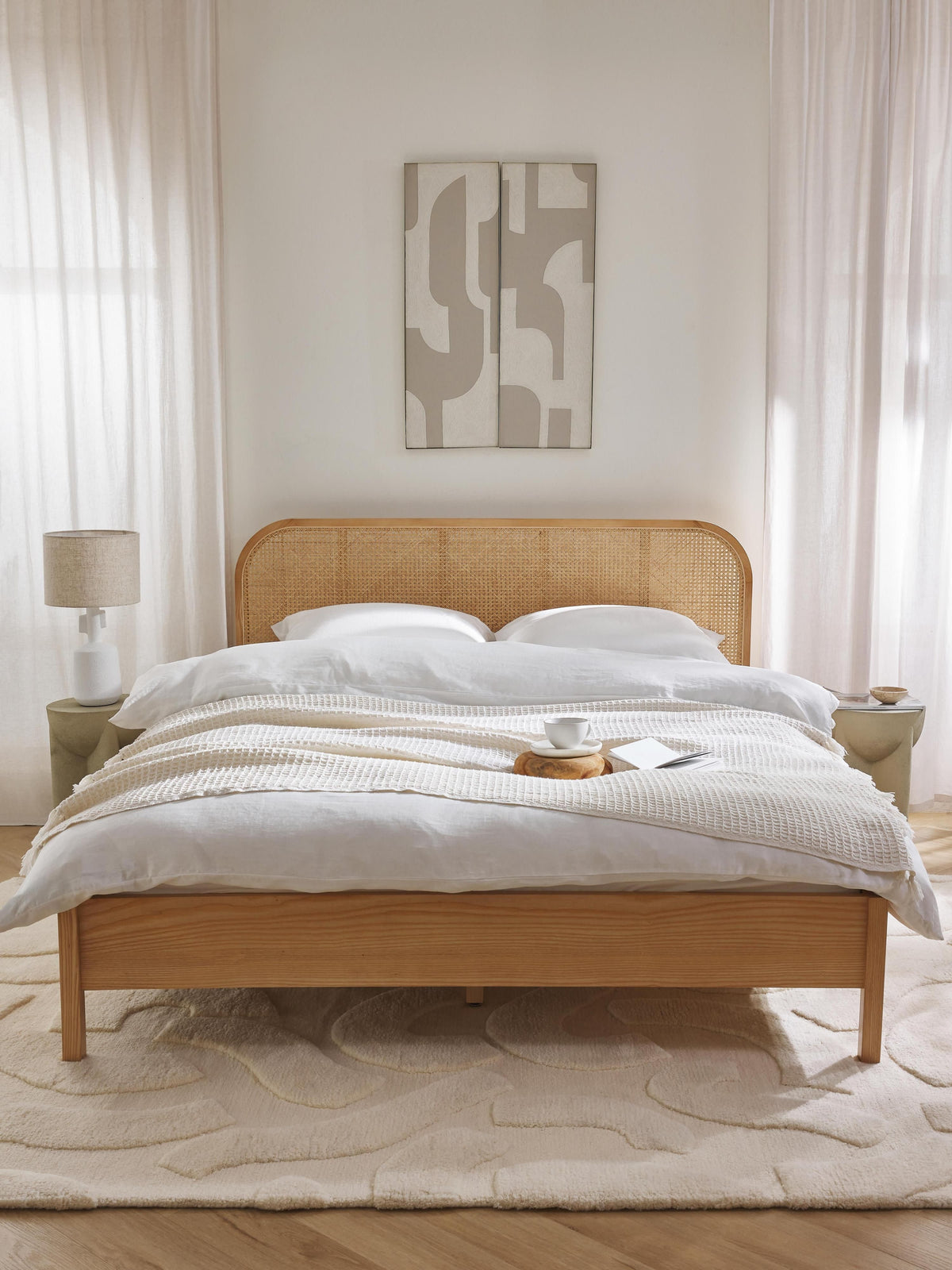 Jones Wooden Bed with Vienna Cane Headboard