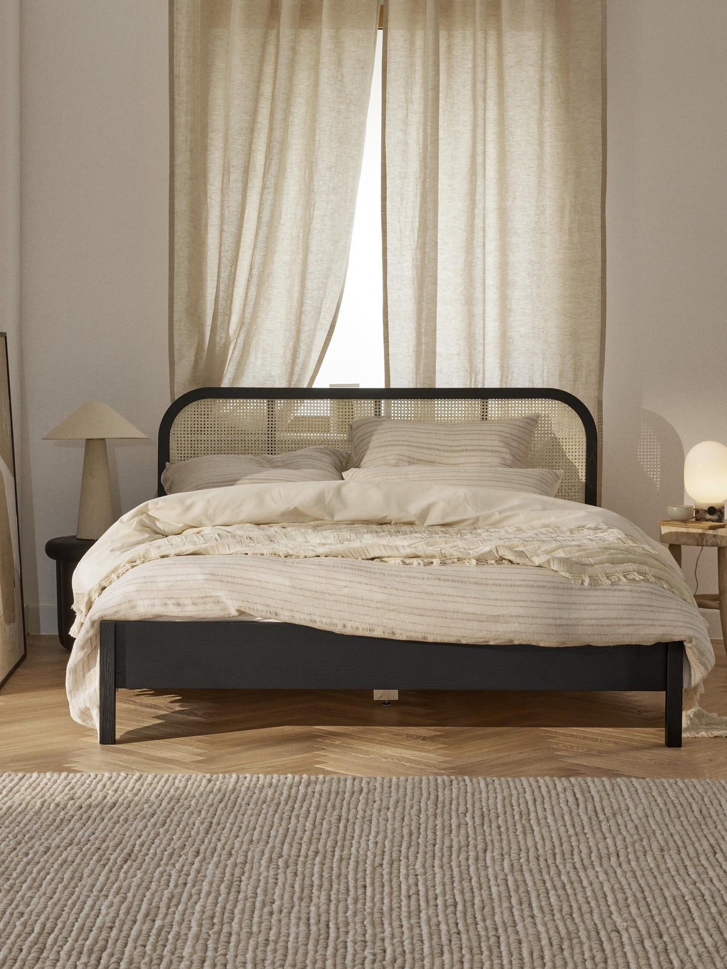 Jones Wooden Bed with Vienna Cane Headboard