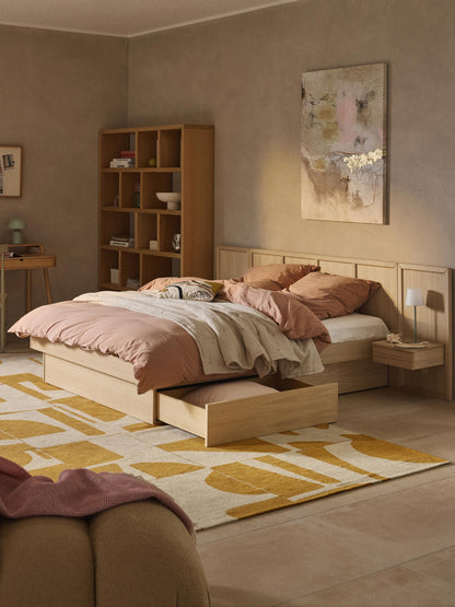 Nanto Wooden Bed with Bedside Tables and Headboard