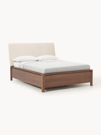 Santiago Wooden Bed with Upholstered Headboard and Drawers