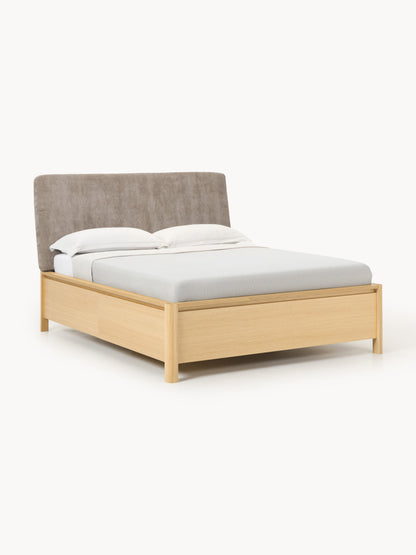 Santiago Wooden Bed with Upholstered Headboard and Drawers