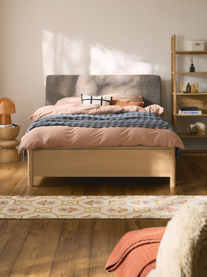 Santiago Wooden Bed with Upholstered Headboard and Drawers