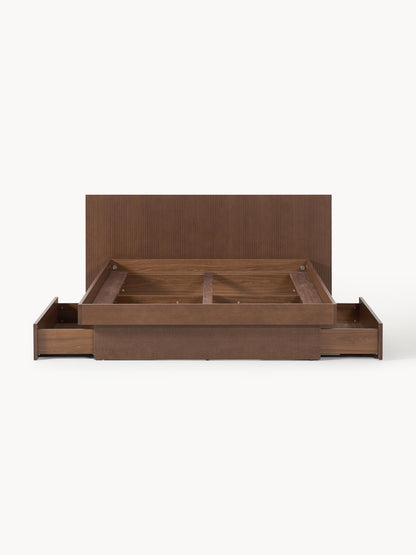Sato Wooden Bed with Drawers and Headboard