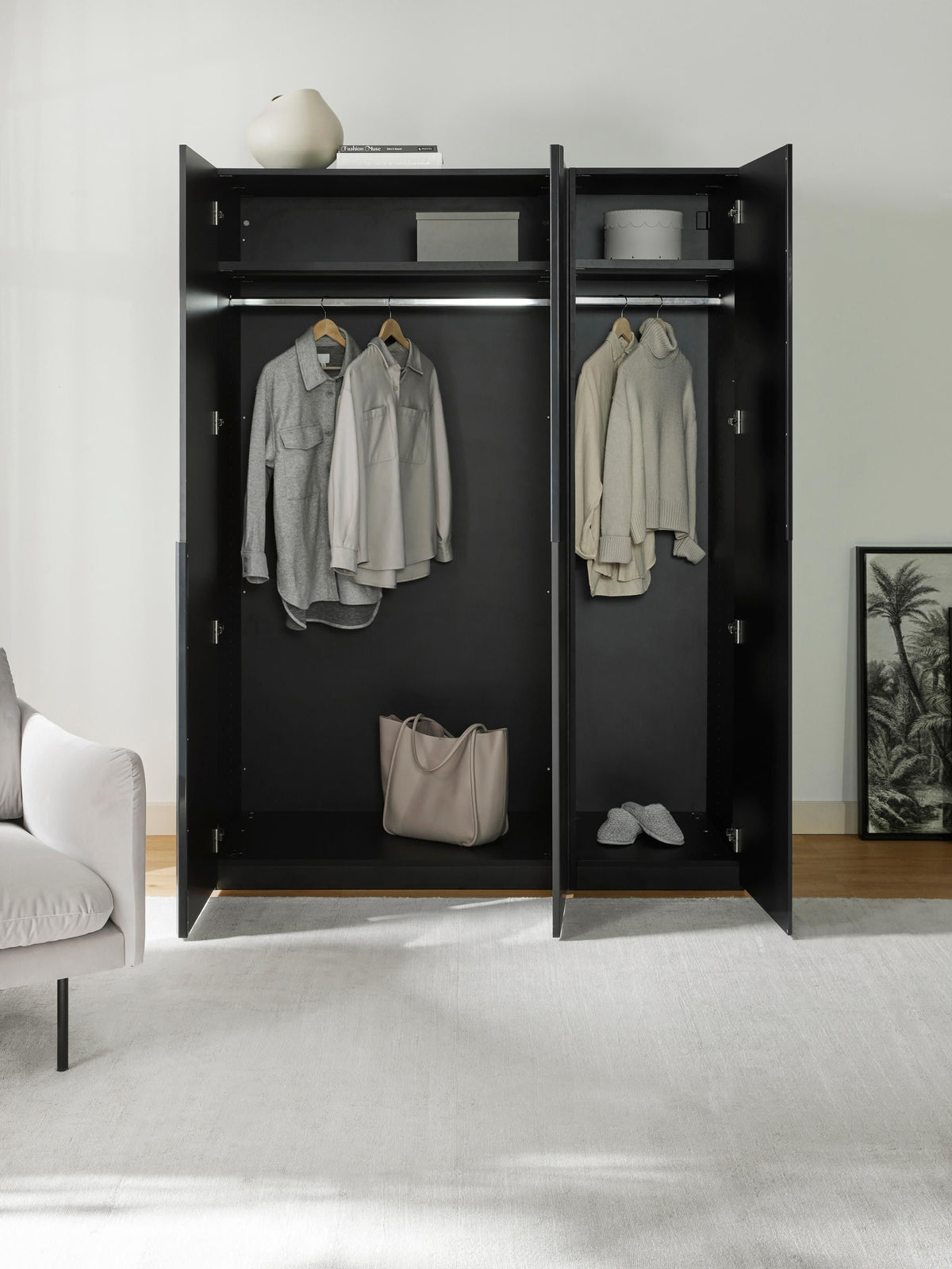 Leon Modular Hinged-Door Wardrobe, 150 cm Wide, in Various Sizes