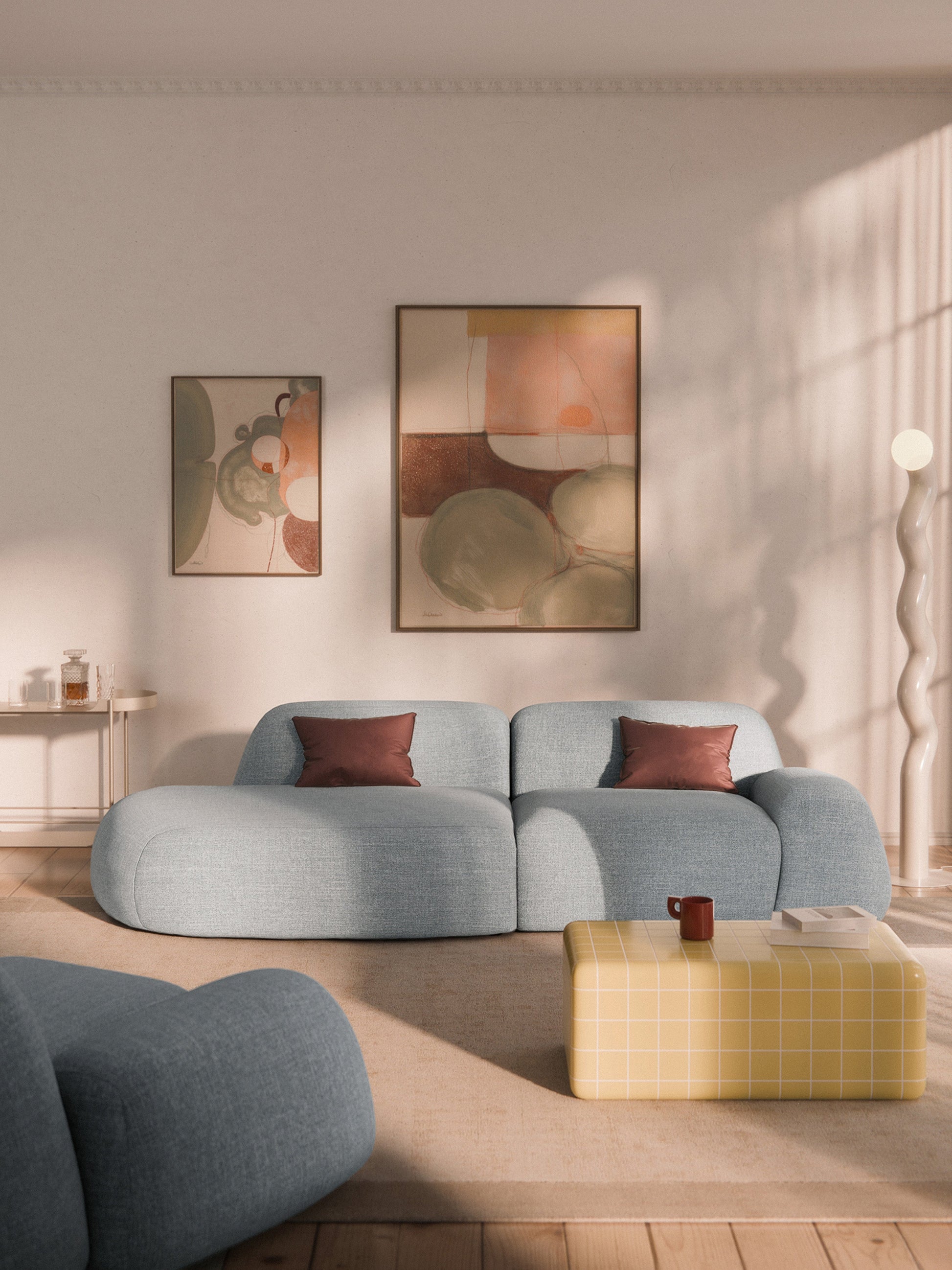 Wolke Modular Bouclé Chaise (3-Seater)