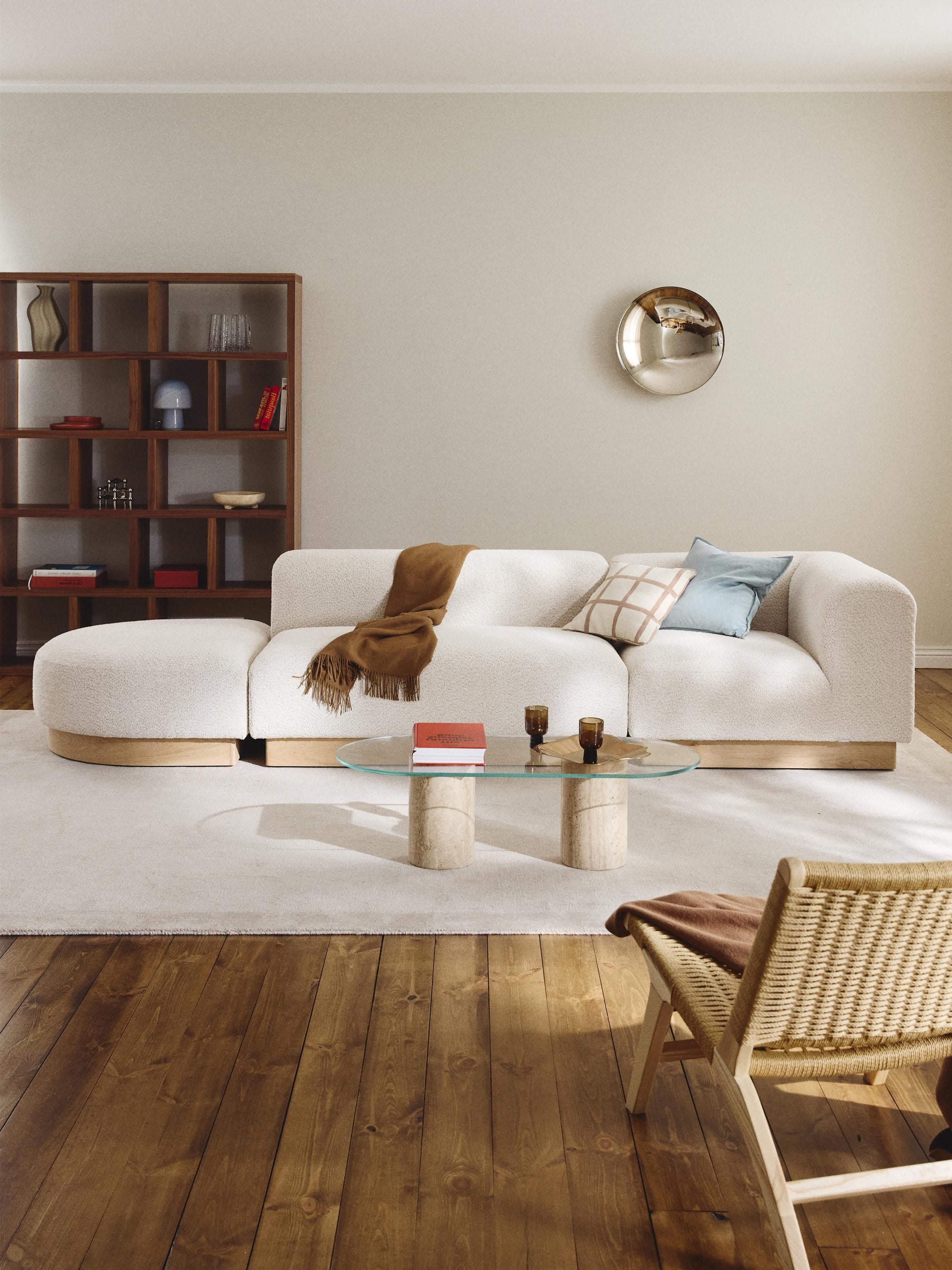 Natalie Modular Ottoman in Teddy Bouclé with Stool (Left/Right)