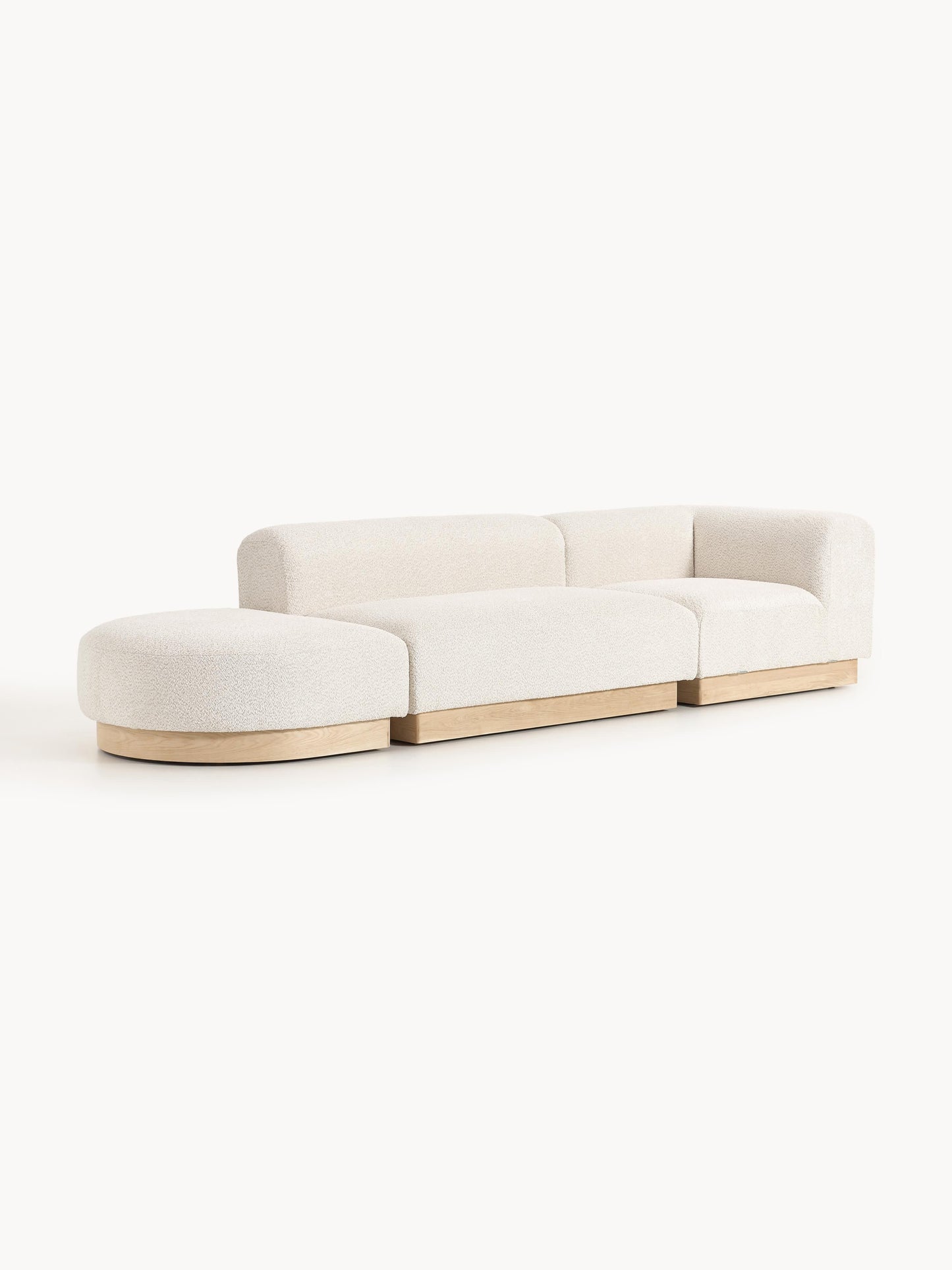 Natalie Modular Ottoman in Teddy Bouclé with Stool (Left/Right)