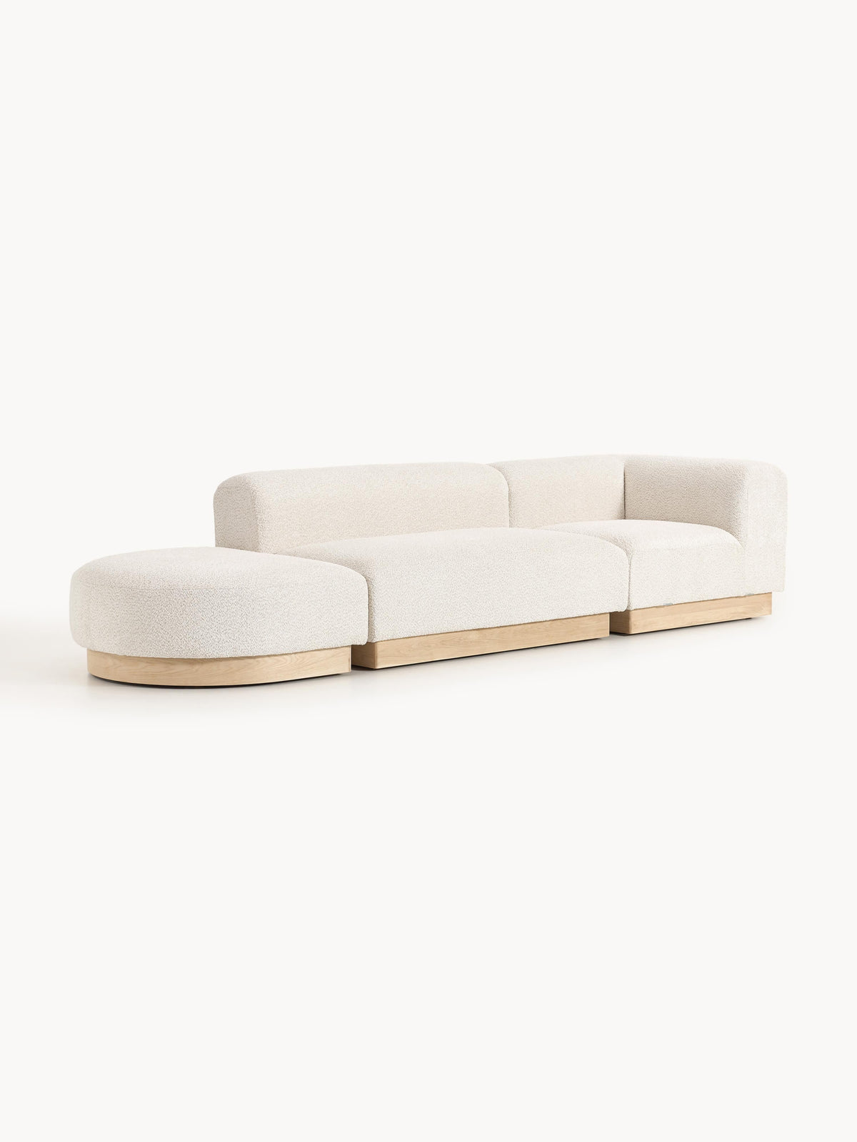 Natalie Modular Ottoman in Teddy Bouclé with Stool (Left/Right)