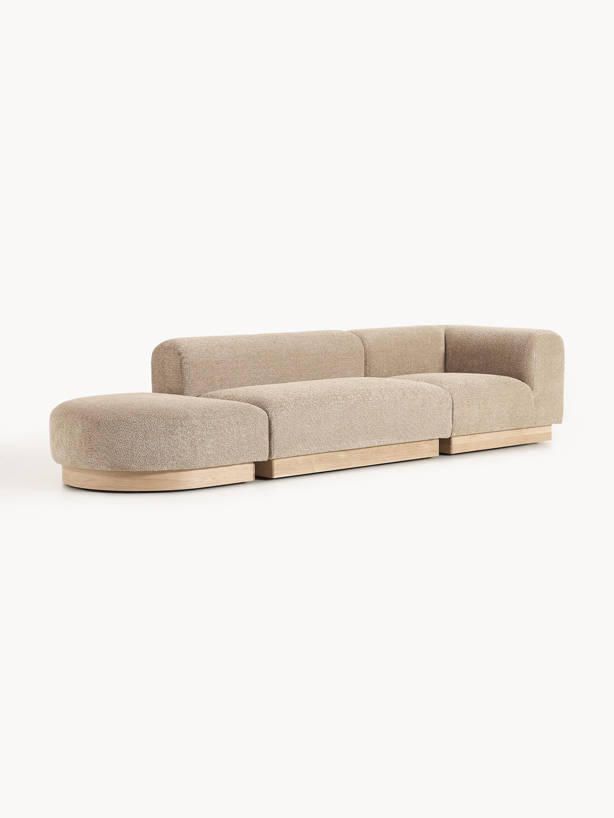 Natalie Modular Ottoman in Teddy Bouclé with Stool (Left/Right)