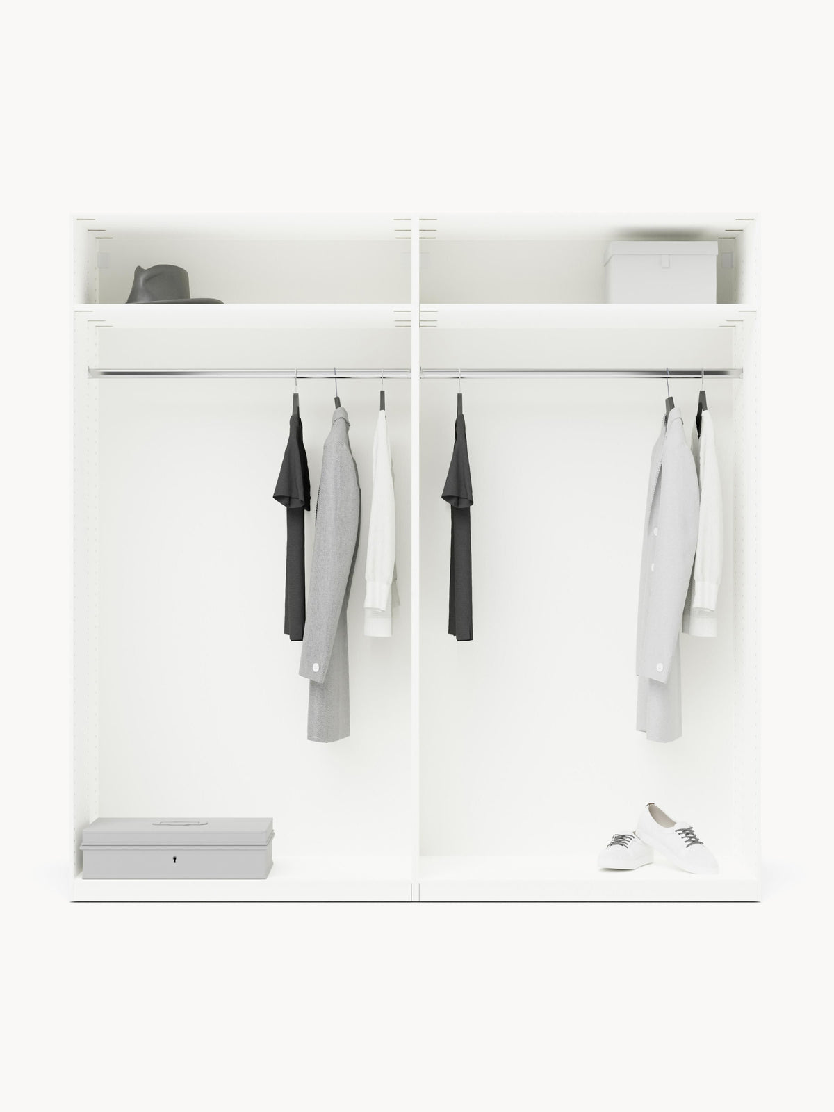 Charlotte Modular Hinged-Door Wardrobe, 200 cm Wide, in Various Sizes