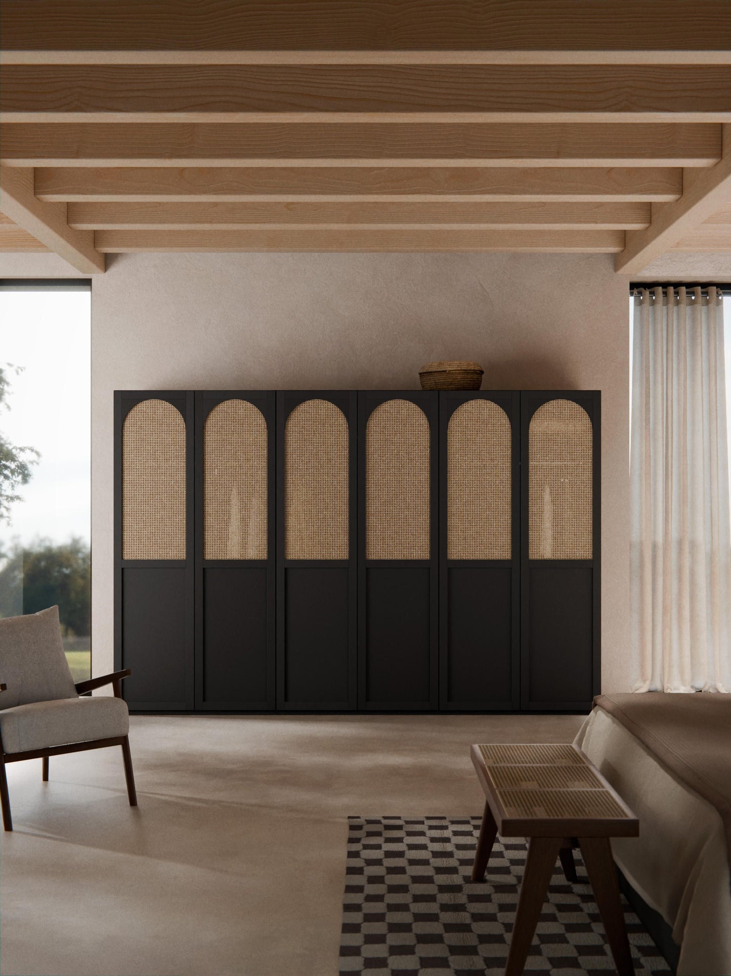 Jeanne Modular Hinged-Door Wardrobe, 300 cm Wide, in Various Sizes