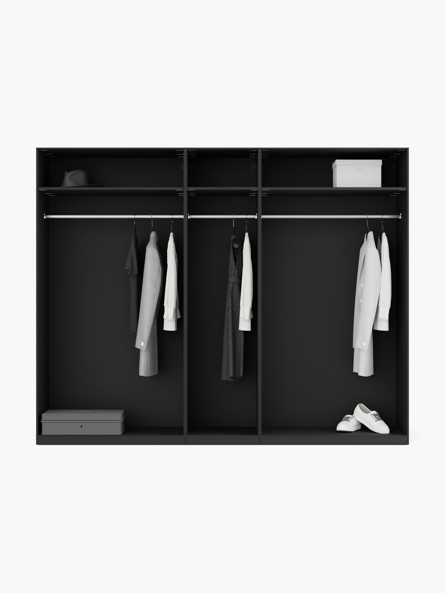 Leon Modular Hinged-Door Wardrobe, 250 cm Wide, in Various Sizes
