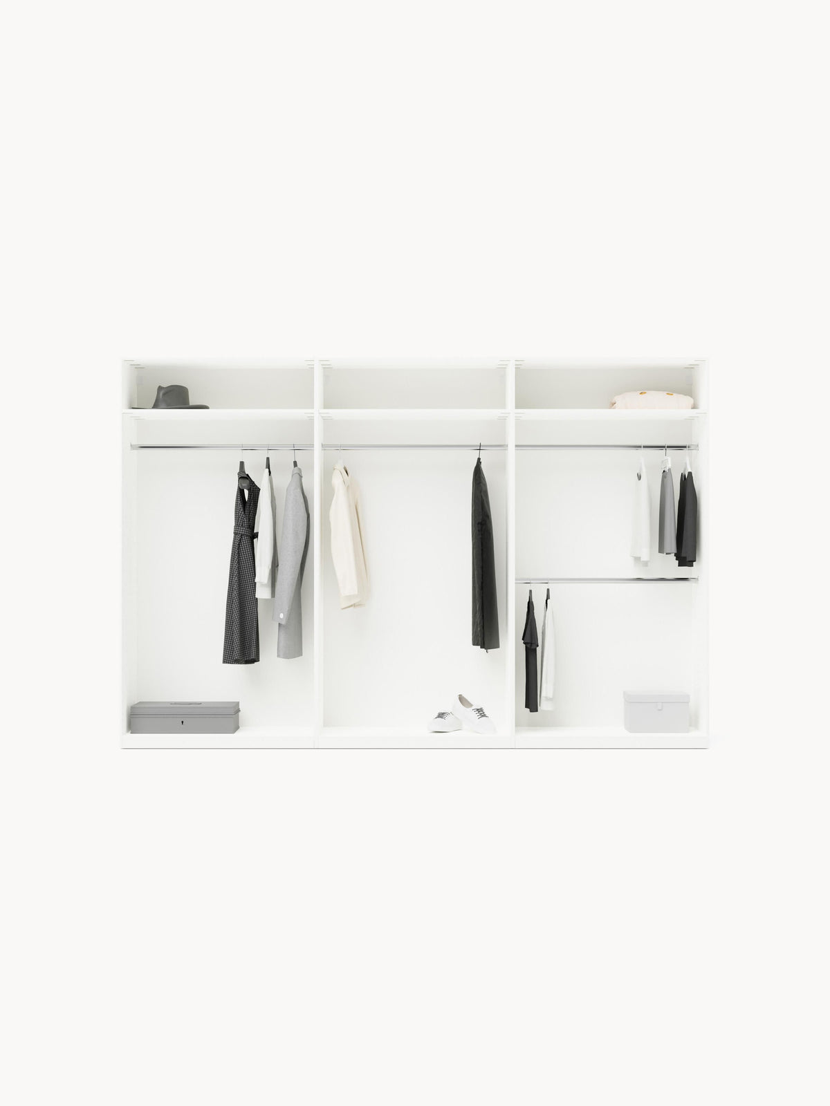 Leon Modular Hinged-Door Wardrobe, 300 cm Wide, in Various Sizes