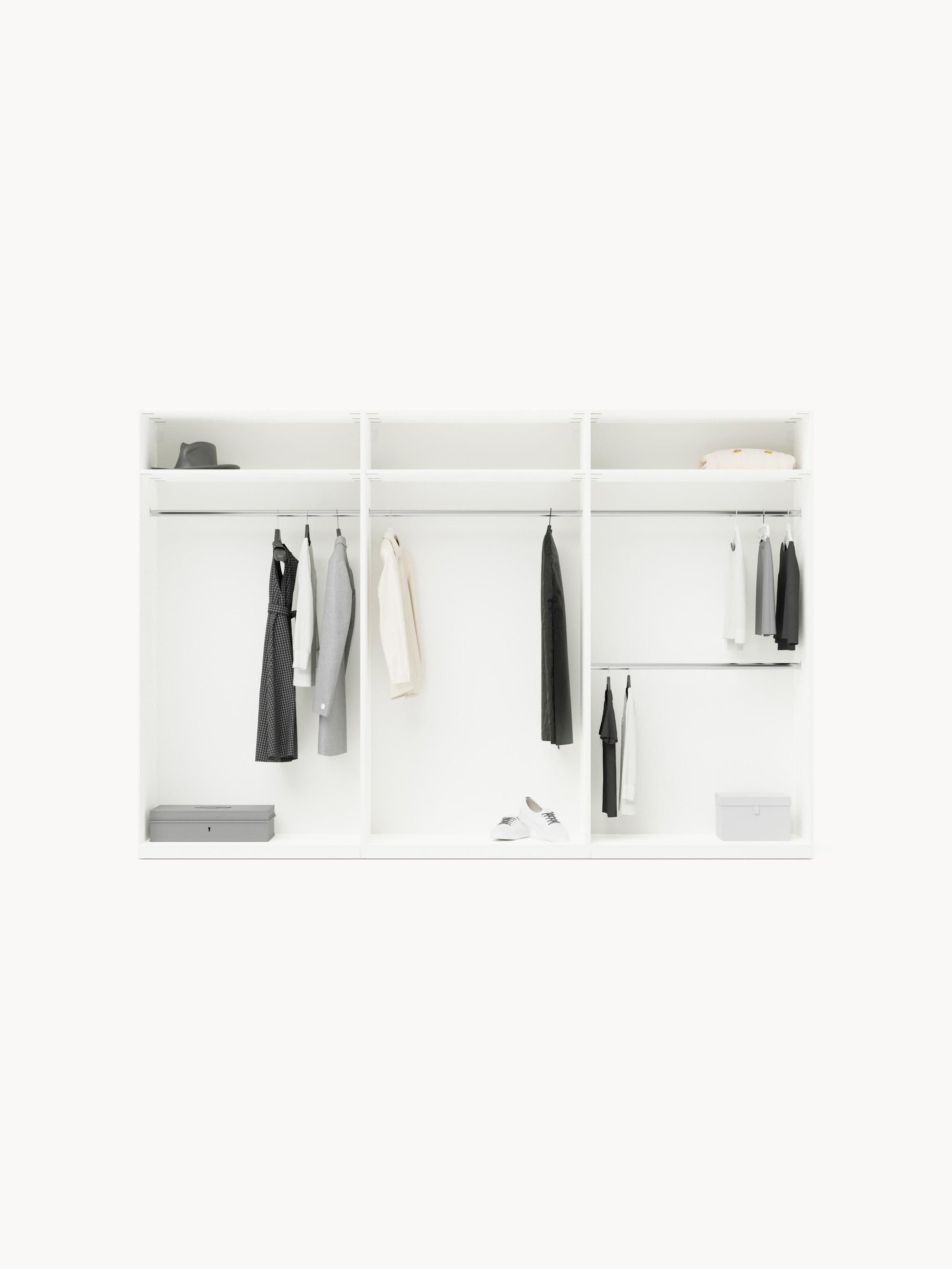 Leon Modular Hinged-Door Wardrobe, 300 cm Wide, in Various Sizes
