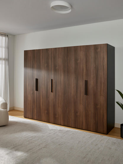 Simone Modular Hinged-Door Wardrobe, 250 cm Wide, in Various Sizes